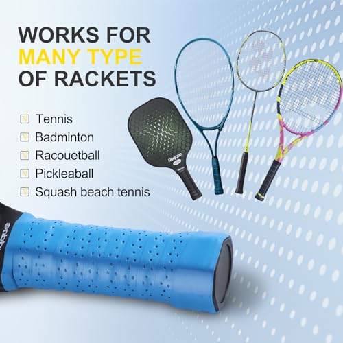 Image of 6 Packs Pickle Paddle Ball Grip Tape Tennis Badminton Racket Overgrip Comfort Dry Feel Racquet Pick Handle Wrap Ball Equipment Accessories Kit Tennis Lovers Women Men Birthday Blue