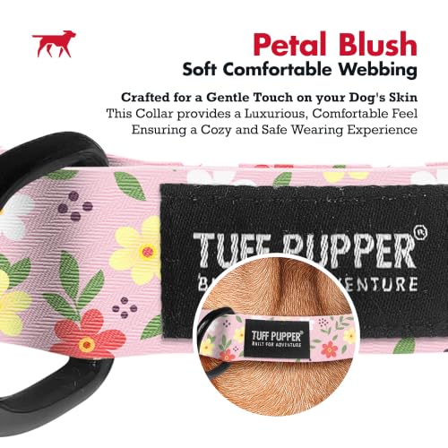 Image of Tuff Pupper Premium Adjustable Dog Collar, Stylish Pattern Collars Designed in USA, Quick Release Buckle, Petal Blush Small (0.7 Inch Wide x 8-12 Inch Neck)