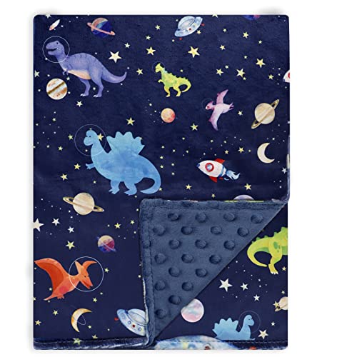 Image of GFU Baby Blanket for Boys and Girls, Soft Minky Infant Receiving Blanket with Dotted Backing Double Layer, Newborn Toddler Bed Blanket with Antler Arrow Printed, Navy Blue, 30 x 40 Inch