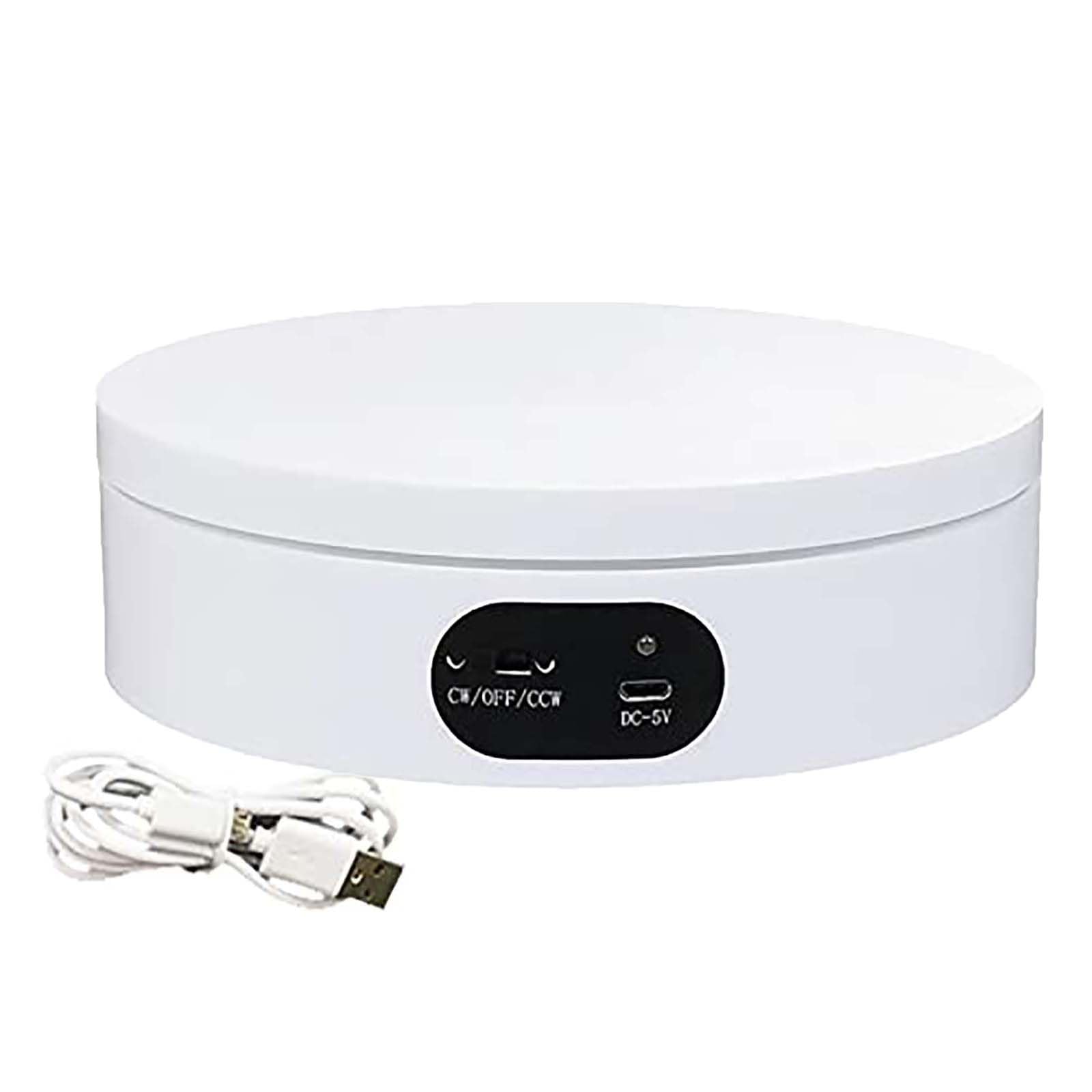 LLBMmm Electric Turntable 120mm, Two-Way Rotation 360 Degree, Load 2 Kg, Rotational Speed: 15s/r, Rechargeable + USB Powered, for Showcases, Photography, Wedding Cake Display ,120mm