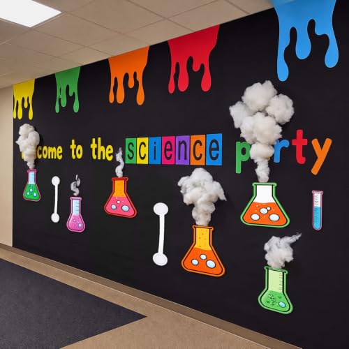 Maitys 22 Pcs Science Party Decoration Set Classroom Door Decoration with 7 Chemistry Laboratory Flask Prop Signs for Scientist Lab Week Stem Science Halloween Birthday School Door Party Supplies - Image 4