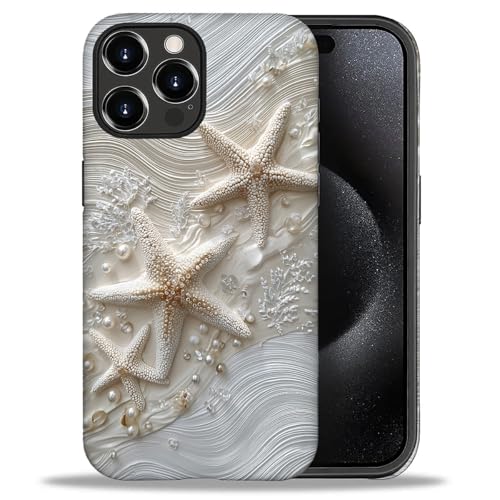 DAIZAG Case for iPhone 16 Pro Max, Pearl and Starfish Full-Body Design - Hybrid Dual Protection Soft TPU + Hard PC, Shockproof & Scratch-Resistant Protective Cover Phone Case for Men Women