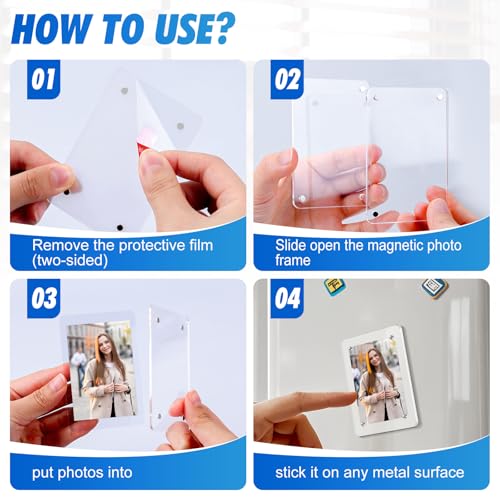 ESRICH 12 Pack-Acrylic Fridge Magnetic Frame, Mini Picture Frames, Double Sided Photo Magnet Frames for Refrigerator, Mini Clear Picture Frame, Gifts (2.36 x 3.54Inch) by ESRICH - Image 2