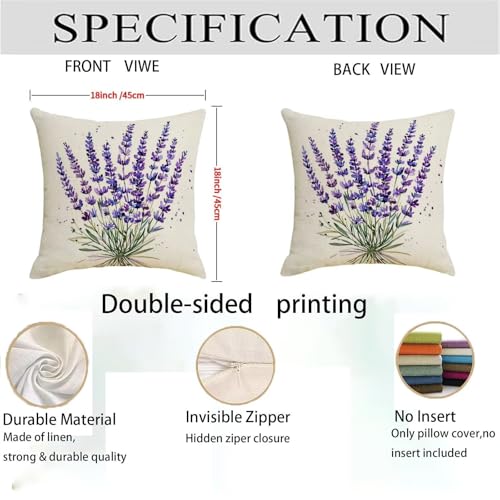 Housse coussin 70x70 violet imperméable en lin pour patio et canapé extérieur