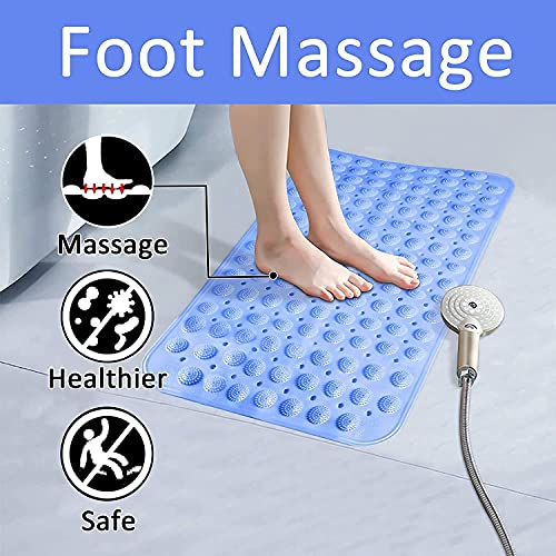 Image of VHKD 2PCS PVC Bathroom mats Anti Slip Bathroom mat Non Slip Bath Anti Skid Doormat Rectangle (Grey+Blue)[70x35cm]