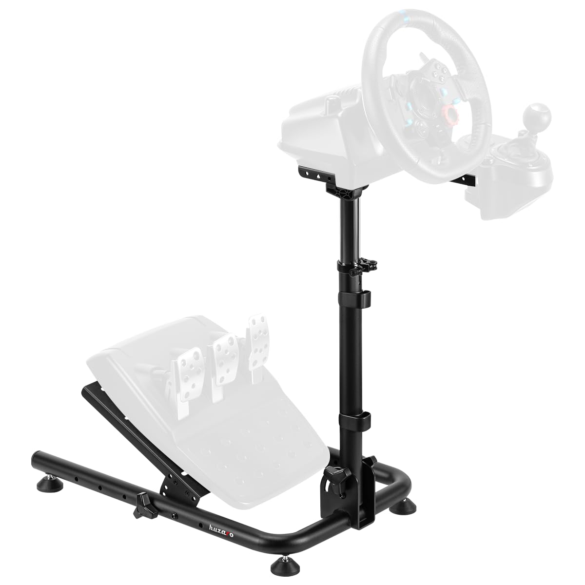 Huzaro Speed 2.0, Soporte de volante ajustable compatible con Logitech Fanatec Thrustmaster, estructura de acero estable, altura y ángulo ajustables, plegable, almohadillas antideslizantes