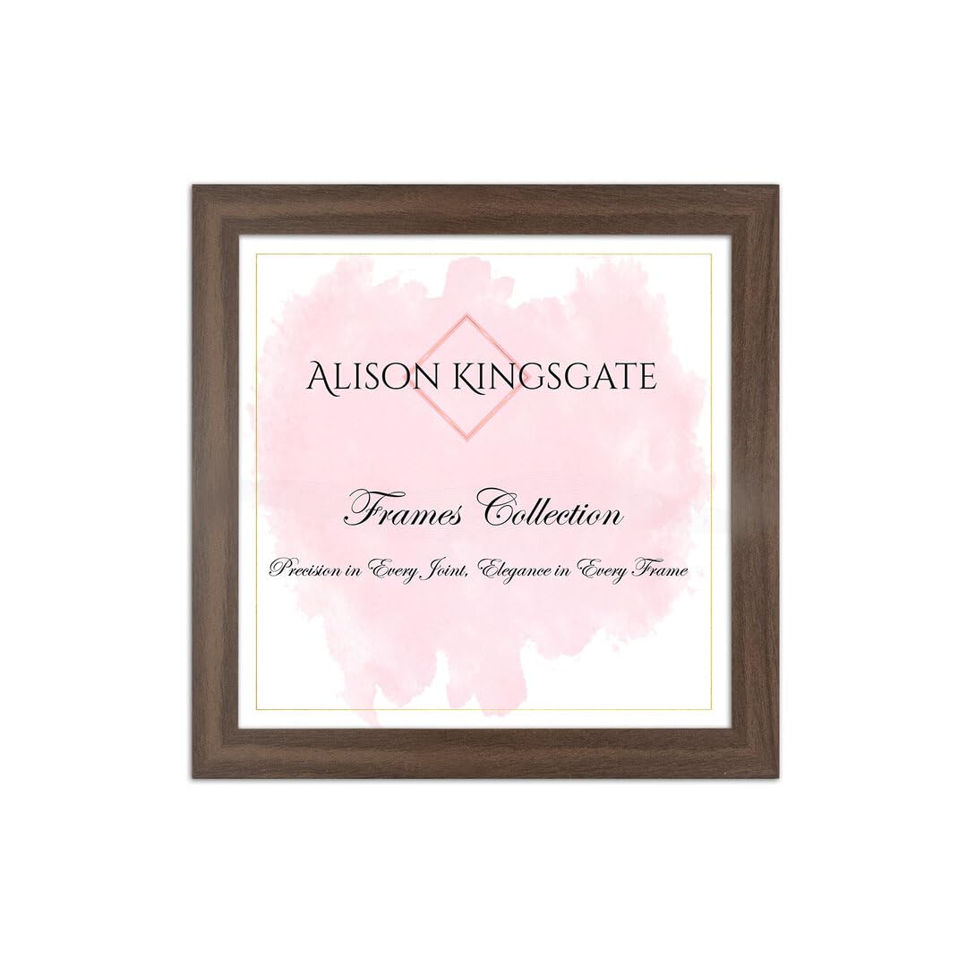 Alison Kingsgate Sleek 9X9 Picture Frame - Engineered Wood with Shatterproof Perspex Front -Perfect for Photos, Posters, Certificates -Suitable for Wall Mount or Tabletop Display - Walnut โ image 1