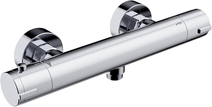Rainsworth Thermostatic Shower Mixer Bar Wall Mounted Zinc Alloy Chrome | Shower Mixer Tap with Anti-Scald Control Valve, Bathroom Shower Tap