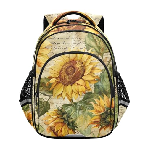 Sunflower Vintage Backpack for Kids 8-14 Years Boys Girls School Bookbag Daypack M 202b5561