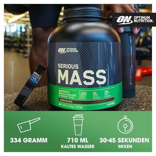 Foto von Optimum Nutrition Serious Mass Weight Gainer Pulver, Geschmack Schokolade, 2.73kg, 8 Portionen