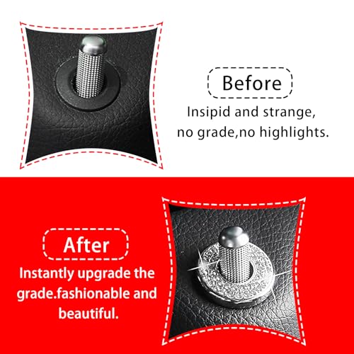 Image of ijuicy Pack-4 Bling Inner Car Door Lock Cover Stickers, Rhinestones Pull Rod Bolt Decoration Stickers, Bling Car Accessories for Women, Compatible with Benz A /B /C /D /E Class (White)