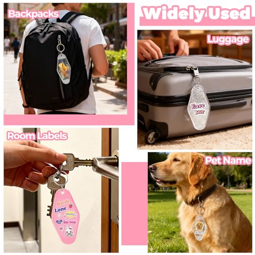 Image of LOTMER 20 /30 /40 /80 PCS Hotel Keychain Blank with Key Rings, 60 Colors Motel Key Chains for DIY Keychains