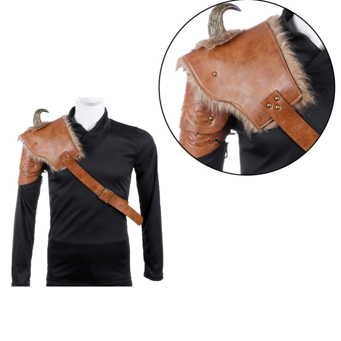 Hombreras de Cuero PU Medieval Vikingo Hombre Talla Única Ajustable