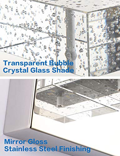 SOLFART 5 Lights 31.5 Inches Modern Glass Stainless Steel Vanity Light Over Mirror Long Bathroom Lighting Fixtures LED Vanity Light