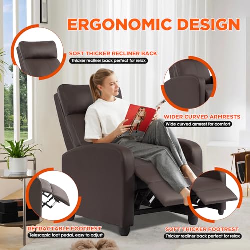 Image of BestMassage Recliner Chair with 2 Point Massage Function | Pu Brown