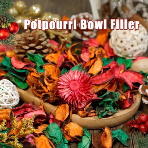 SCENTORINI Potpourri Bags, Potpourri Vase Filler, 10.44 oz Apple Cinnamon Scented Bowl Fillers for Home Decor, Dried Flower for Coastal Bathroom Beach Decor - Thumbnail 5