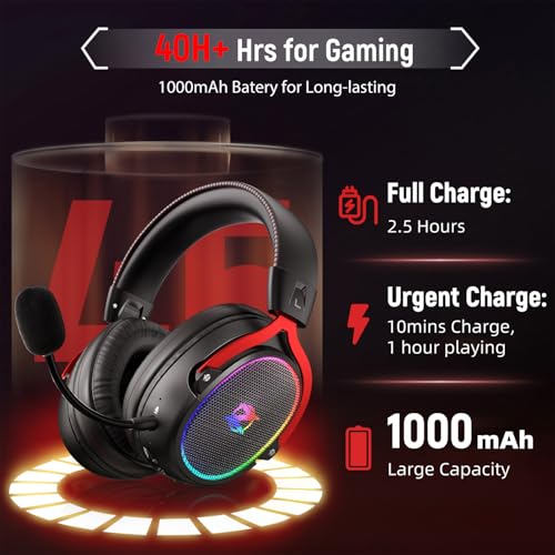 Ozeino Wireless Gaming Headset for Ps5 Ps4 PC Laptop Switch -2.4GHz Wireless Headphones with Detachable Noise Canceling Microphone 40H Playtime, Black - Thumbnail 5