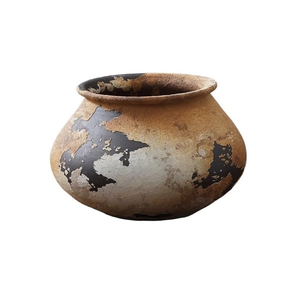 HLHLOP777 Flower Pot Retro Coarse Pottery Flower Vessels Jingdezhen Chinese Style Pots Large Caliber Antique Plant House Plants, Succulents, Flowers(Bruin)
