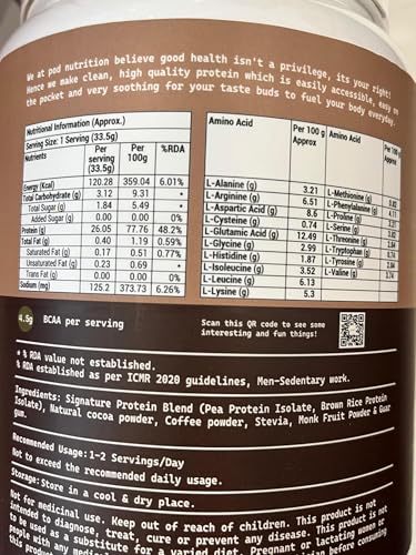 Image of Pea Protein Isolate Powder | Vegan Plant Protein, No Added Sugar, Dairy Free| Clean & Easy to Digest with Essential Amino Acids (1kg, Cafe Mochaa)