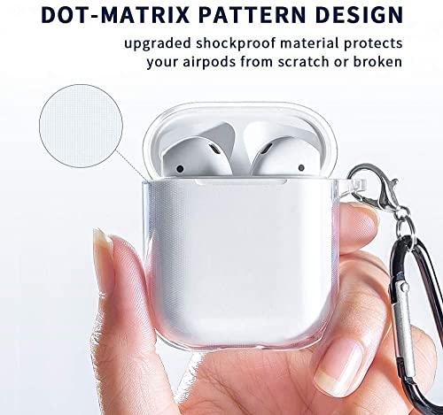 Image of FOLX FAC70 AirPods 1&2 GEN Soft Silicone Protective Case 3D Design Shockproof Case Cover with Anti-Lost Metal Keyring Compatible for Apple AirPods 1&2 Generation (Transparent TPU)