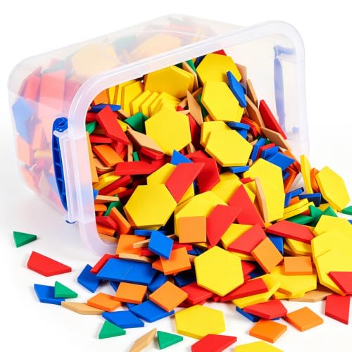 Image of Jexine 800 Pcs 6 Styles Foam Counters Color Tiles Color Sorting Tiles, Math Counters, Sorting Toy, 3D Shapes Manipulatives, Counting, Learning, Classroom Crafts, Bingo for Kids with Storage Box