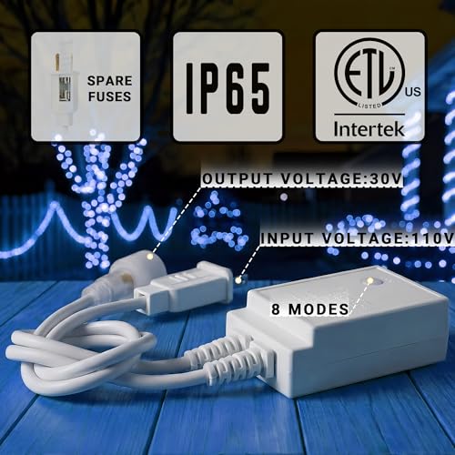 Image of 50ft Rope Lights For Outside, Connectable & Flexible Tube Lights with 8 Modes Controller,Waterproof Blue LED Rope Lighting for Deck,Garden,Pool,Patio,Bedroom, Indoor & Outdoor Landscape Strip Light