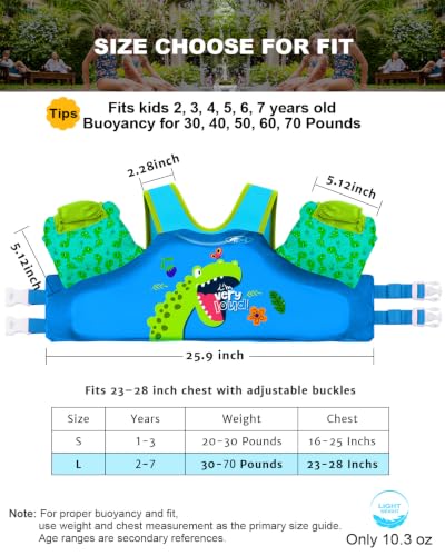 Image of AEOCOO Puddle Float Jumper for Swiming, Toddler Swim Vest for Water Play, Pool Floats with Swimming Arm Floaties Swim Jacket & Water Wings for Kids Swimmies, Boys, Girls, Ninos