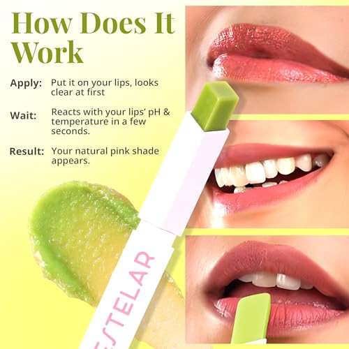 Image of Estelar pH Mint Shift Lipstick, Color Changing Green to Pink Lip Balm, Personalized Lip Tint pH Stick, Enriched with Sea Buckthorn, Almond and Argan Oil, Hydrating, Long-Lasting, Paraben Free, 2.6g