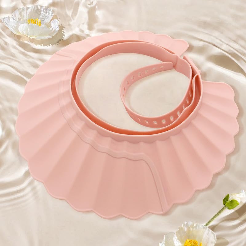 Miniatura 7 de Gorro de ducha para bebé, gorro de baño rosa, protección de silicona segura, suave y ajustable para protector de cabeza, ojos y orejas