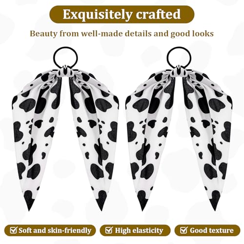 Wy Lighting Level 2 Pcs Bunny Ear Bow Bowknot Scrunchie Cow Print Hair Headband Non-Slip Elastic Hair Tie Ropes Aesthetic Ponytail Holder Hair Ribbon Barrettes Accessories For Women Girl Curly Straight Thin Fine thumb #5
