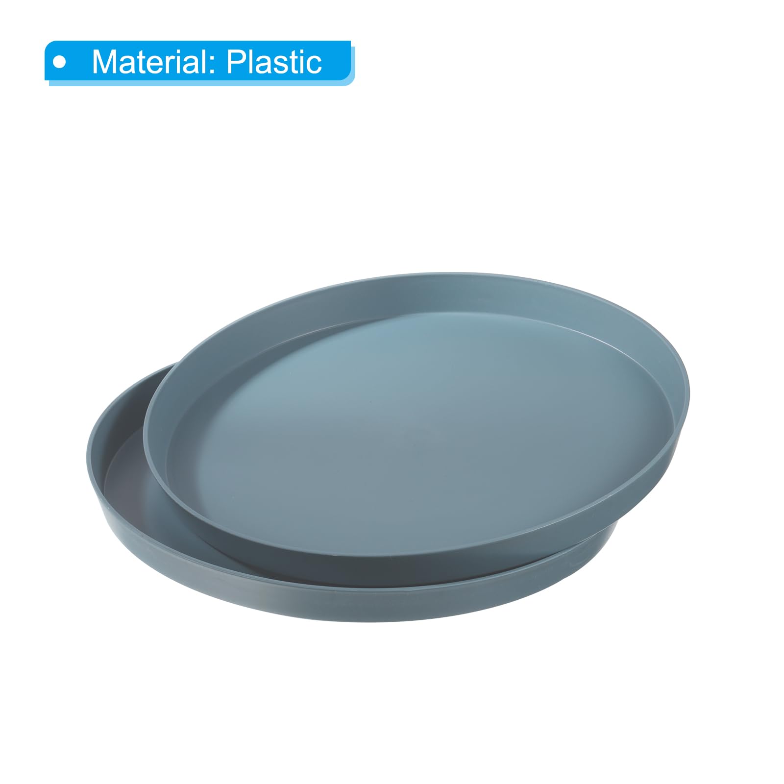 PATIKIL 14" x 1" Redondo Reutilizable Restaurante Servir Bandejas, 2 Paquete Antideslizante Comida Servicios Bandeja Plato para Bar Café Tienda, Azul