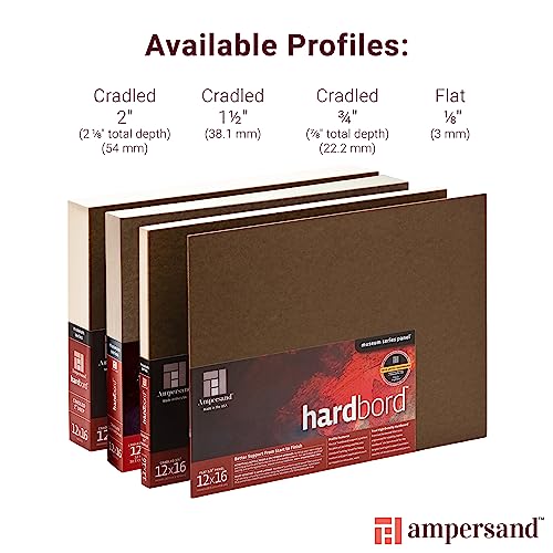 Image of Ampersand Art Supply Hardboard Wood Painting Panel: Museum Series Hardbord, 6 inch x 8 inch, 3 /4 Inch Cradled Profile