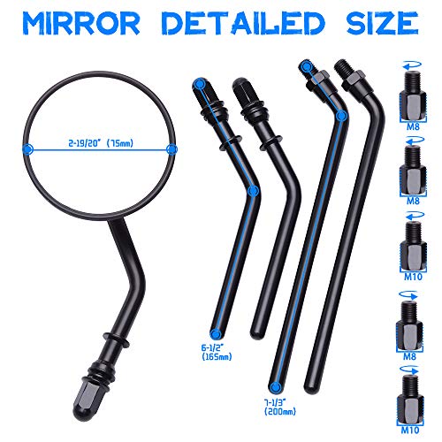 Image of DREAMIZER 3 inch Motorcycle Handlebar Mirrors Black Round Rear View Side Mirrors Universal 8mm 10mm Compatible with Sportster 883 1200 Softail Dyna ATV Street Sport Bike Cruiser Chopper Bobber Scooter