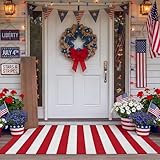 Duraaamo Red and White Striped Rug 24 x 35 Inch Patriotic Area Rug Machine...