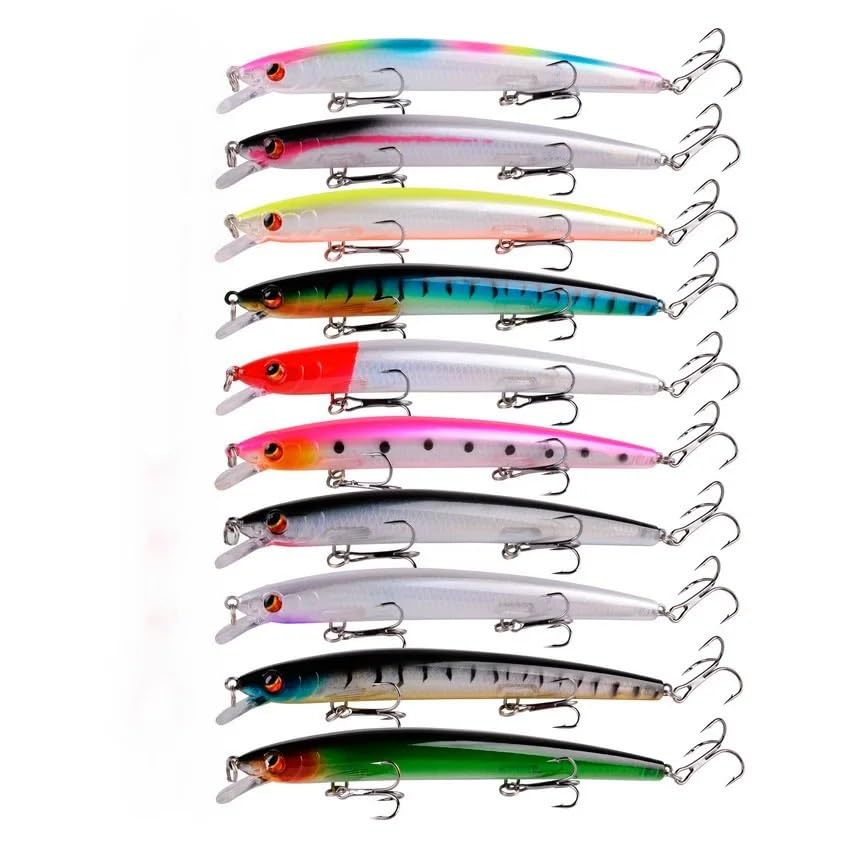 XILILHC 20 Stück Kunstköder Hard Minnow Crankbait Angelköder Set Wobbler for Hecht Trolling Angelgerät 15 g 24 g Kunstköder-Set