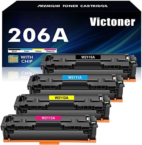 206A 206X Toner Cartridges 4 Pack Set (with Chip) M283fdw Compatible Replacement for HP 206A 206X for HP Color Laserjet MFP M283fdw M283cdw Pro M255dw Printer W2110A W2110X Ink High Yield (B/C/Y/M)