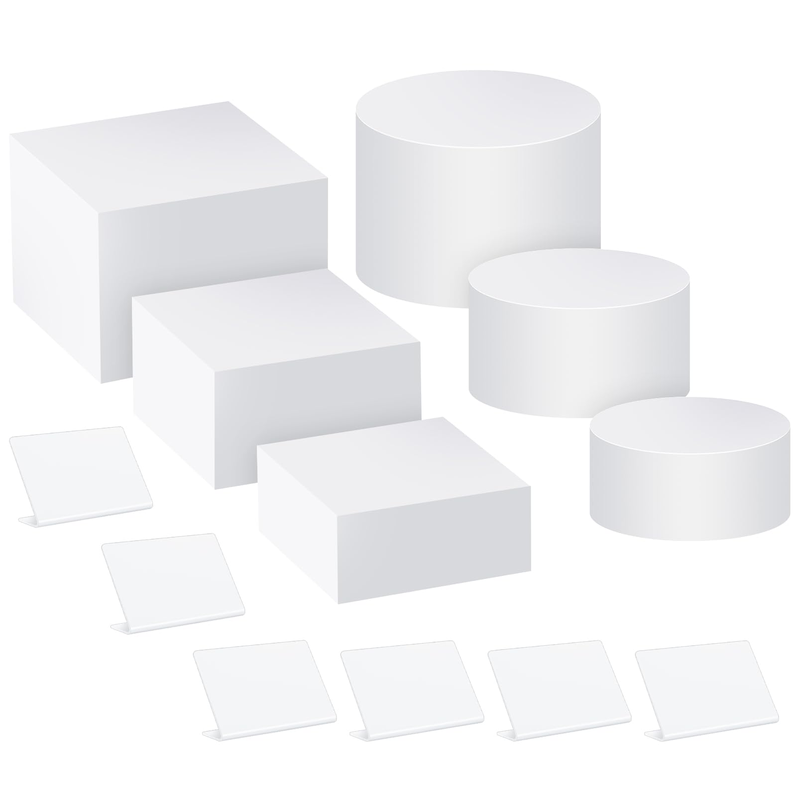 Lot de 6 rehausseurs de nourriture avec panneaux de table pour table de buffet, boîte de présentation en acrylique à collectionner, cube cylindre, rehausseurs gigognes avec fond creux