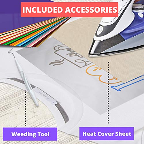 Kassa Vinyl Bundle - 30 Htv Heat Transfer Vinyl Sheets, 60 Permanent Adhesive Vinyl Sheets & Transfer Paper Tape (12 Feet) #TOP2