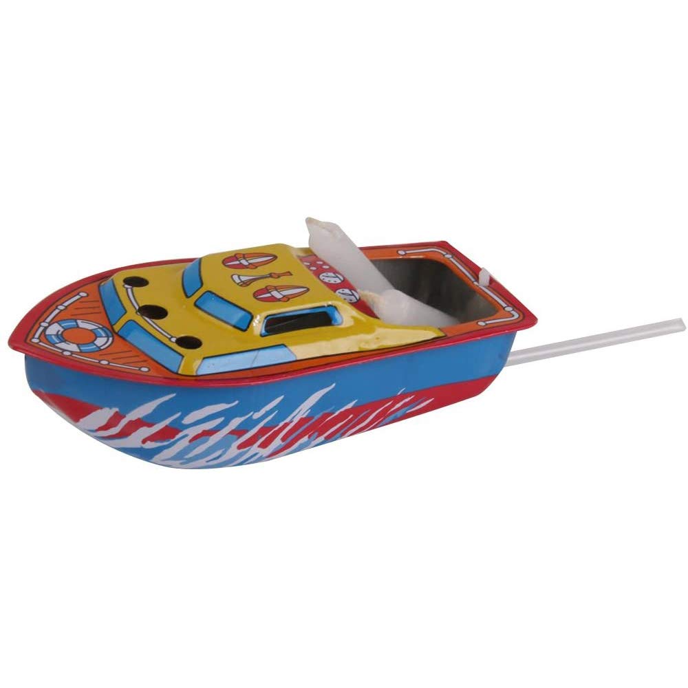 POFET Klassische Kerze angetriebenes Schnellboot Schiff Zinn Spielzeug Wasser handgemachte Dekoration