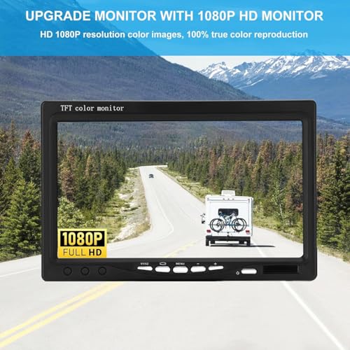 Image of Wired Backup Camera System 7 inch IPS Monitor, Stable Wired Signal, 1080P IP69 Waterproof Camera, Color Night Vision, 150 View, DIY Parking Lines, 49 ft Cable, 12-36V for Truck RV Trailer Van