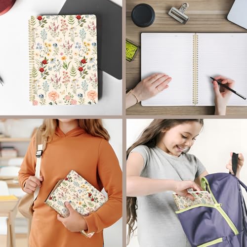 Image of Cute Spiral Notebook 8.5 x 11 lined Journal A4 with Pocket, Plant | 70 page, Note Book with Pocket, Large, Big, Hard Cover, Aesthetic, Pretty Design, for Women, Girls, Kawaii