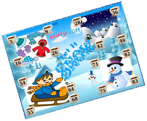 PartyStuffPartyStuff Winter Theme Tambola Housie Tickets (Multicolour, Medium) -Set of 16 Cards