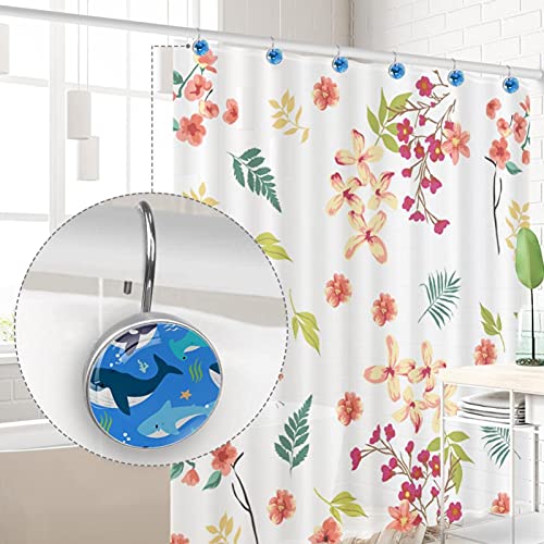 Crochets de rideau de douche anti-rouille en métal solide requin algues - 5