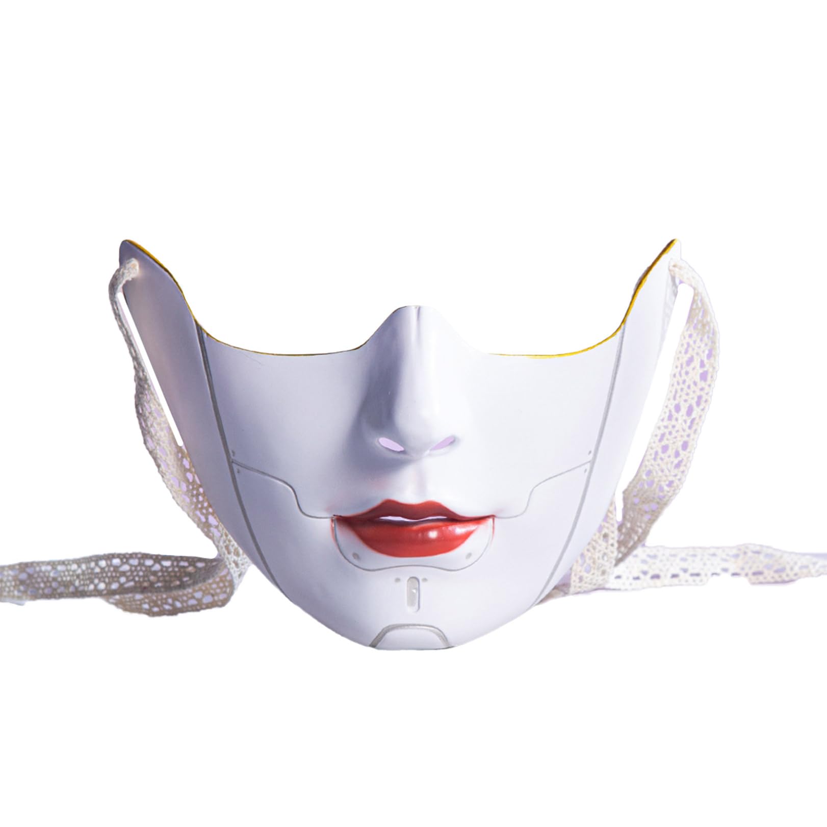 JEATHA Shiny Metallic Costume Mask Japanese Kabuki Face Mask For Halloween Themed Party Half Colored One Size