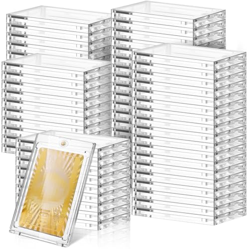 Porte-cartes magnétiques transparents SATINIOR : lot de 100 protections rigides baseball
