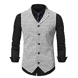 Ying Weste Herren Anzugweste Revers Ärmellose Western Weste Slim Fit Karierte Weste Herren Klassisch Basic Businessweste Herren Zweireihig Hochzeitweste Herren TD-06 XXL