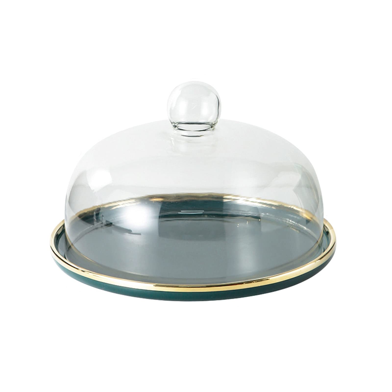 Soporte para Tartas Pantalla de Pastel Verde con Cubierta de Cristal Phnom Penh Cerámica Postre Mesa Multiusos Pastel Bandeja de pastelería for la Fiesta de té, Boda y cumpleaños Bandejas para Tartas