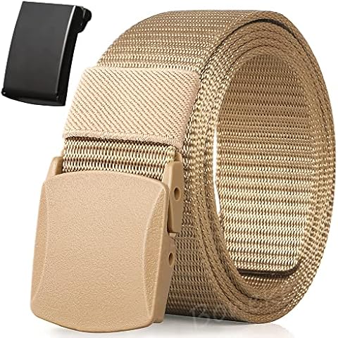 Nylon Belt, 1 Pack Men Military Tactical Breathable Belt, fast pass through the airport security, Metal Buckle+Plastic Buckle, Belt Length 51.18 inch(130cm) Cover