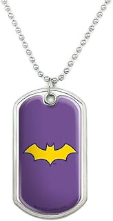 GRAPHICS & MORE Batman Batgirl Logo Military Dog Tag Pendant Necklace with Chain