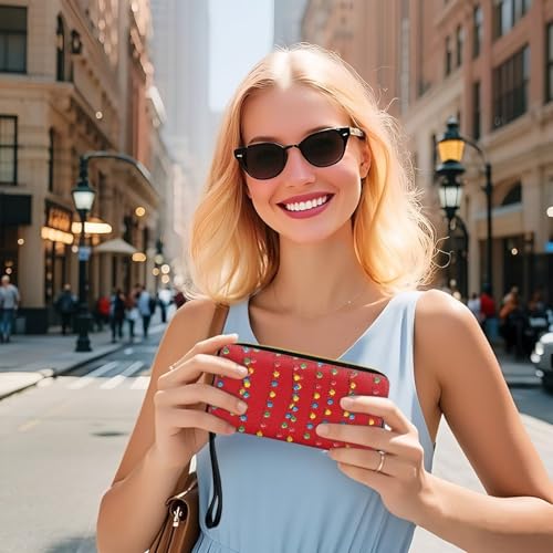 Image of Bulopur Christmas Lights Wallet for Women RFID Wristlet Wallets Zip Around Cash Slim Compact Clutch Long Credit Card Holder PU Leather Handbags Xmas Gifts for Ladies